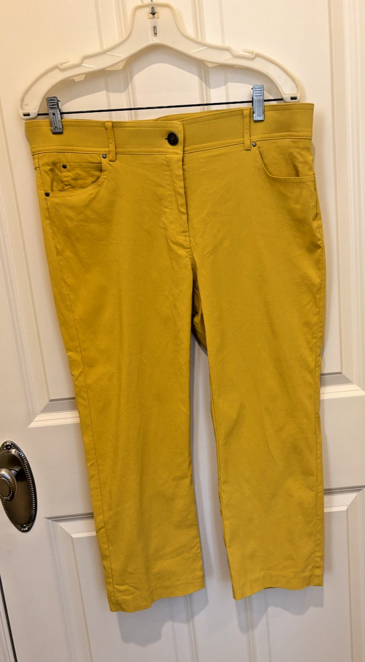 89th & Madison Yellow Chino Pants Womens 12 Stretch Waist Trousers